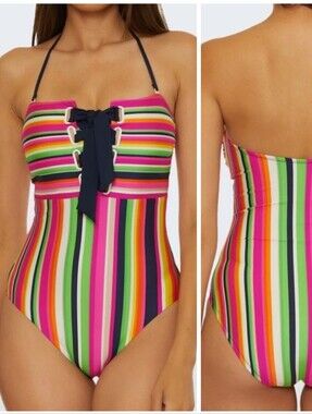Trina Turk Celebration Lace Up Bandau Swimsuit
